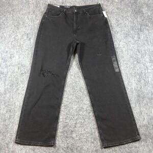 Gap '90s Loose High Rise Jean Womens 14R Black Charcoal Distressed Stretch Denim